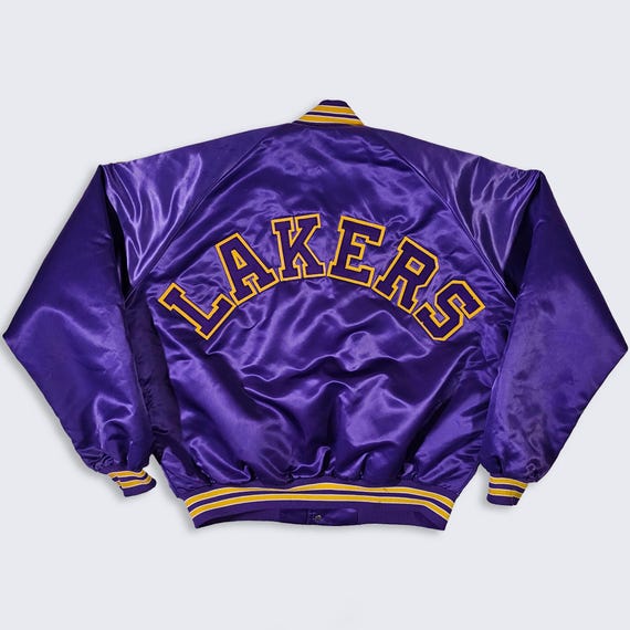Los Angeles Lakers Vintage 80s Chalk Line Satin Bomber Jacket