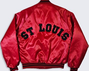 St Louis Cardinals Vintage 80s Chalk Line Satin Bomber Jacket