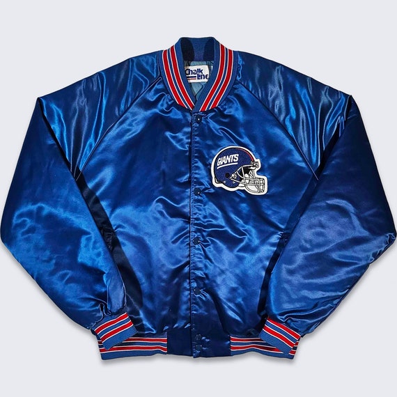 New York Giants Vintage 80s Chalk Line Satin Bomber Jacket - NFL