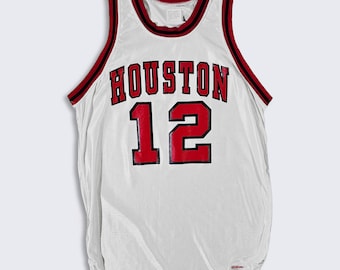 Houston Cougars Vintage 80s Wilson Player Edition Basketball Jersey - Salesman Sample - White Uniform Shirt - Men's Size : M - FREE SHIPPING