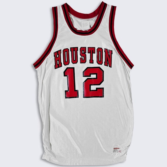 Houston Cougars Vintage 80s Wilson Player Edition Basketball Jersey - Salesman Sample - White Uniform Shirt - Men's Size : M - FREE SHIPPING