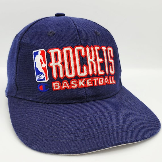 Houston Rockets Vintage 90s Champion Snapback Hat - NBA Basketball - Navy Blue Baseball Style Cap - One Size Fits All - Free Shipping