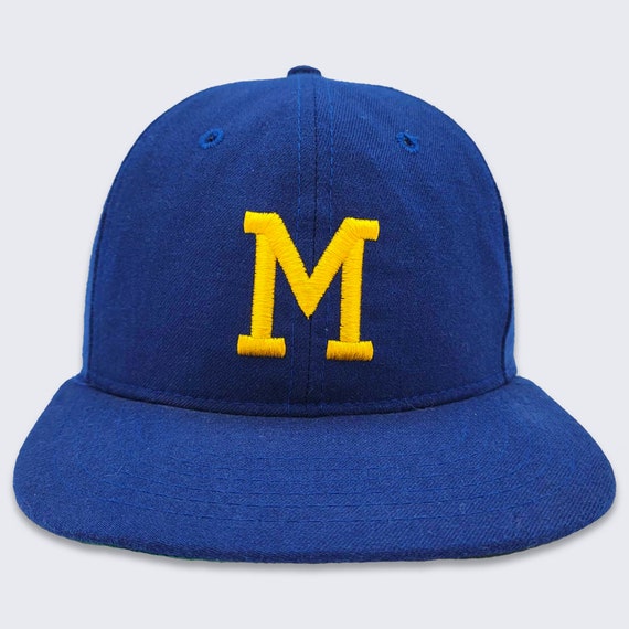 Milwaukee Brewers Vintage Leather Fitted Baseball Hat - Roman Pro - MLB Cooperstown Collection - Hank Aaron - Size 7 1/8 - FREE SHIPPING