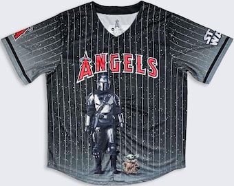 Los Angeles Angels Star Wars Mandalorian and Grogu Baseball Jersey