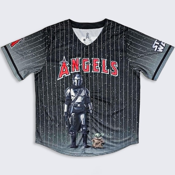 Los Angeles Angels Star Wars Mandalorian and Grogu Baseball Jersey
