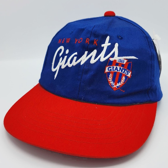 New York Giants Vintage 90s AmCap Snapback Hat - Blue & Red - Team NFL Line - New With Tags - Deadstock - One Size Fits All - FREE SHIPPING