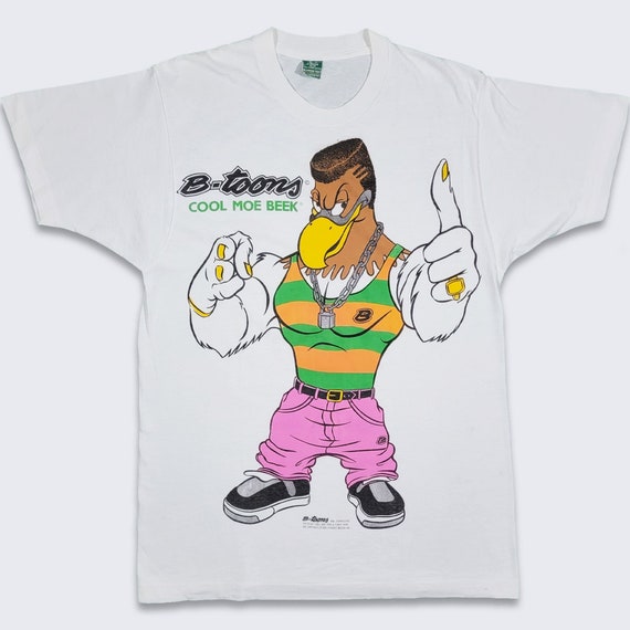 Rap Vintage 90s B-Toons Cool Moe Beek T-Shirt - White Color Tee - 100% Cotton - Men's Size Extra Large ( XL ) - Free Shipping