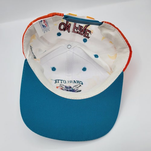Charlotte Hornets Vintage 90s On Fire Flames Snapback Hat - All Over Print - shops NBA Basketball Baseball Cap - One Size Fits All - FREE SHIPPING