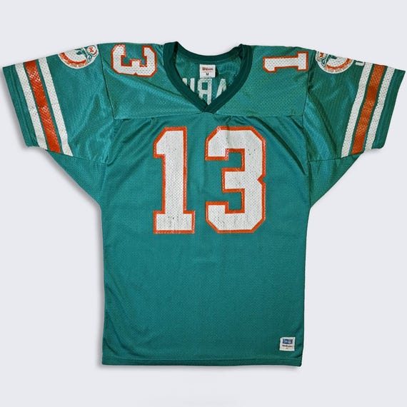 Miami Dolphins Vintage 80s Dan Marino Wilson Football Jersey - Team NFL - Teal Uniform Shirt - Made in USA - Men's Size : M - Free Shipping