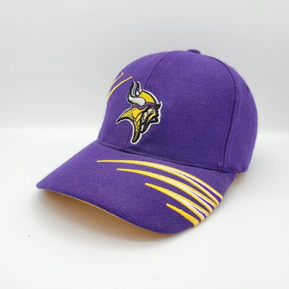 Minnesota Vikings Vintage Annco Strapback Hat - NFL Football Baseball Cap - Yellow Under Bill - Stitched on Logo - One Size - FREE SHIPPING