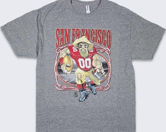 San Francisco 49ers Retro Miner T-Shirt - NFL Football Heather Gray Tee - Jerzees Dri Power - Size Men's Large - Free Shipping