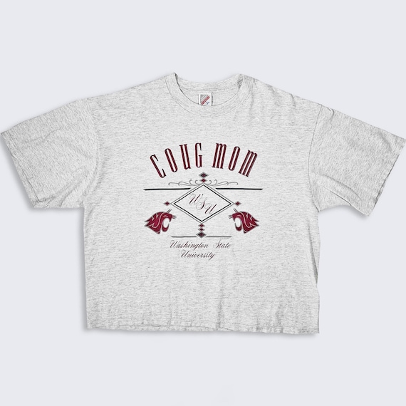 Washington State Cougars Vintage 90s Coug Mom T-Shirt - WSU University Heather Gray Tee - Made in USA - Men's Size : XL - Free Shipping