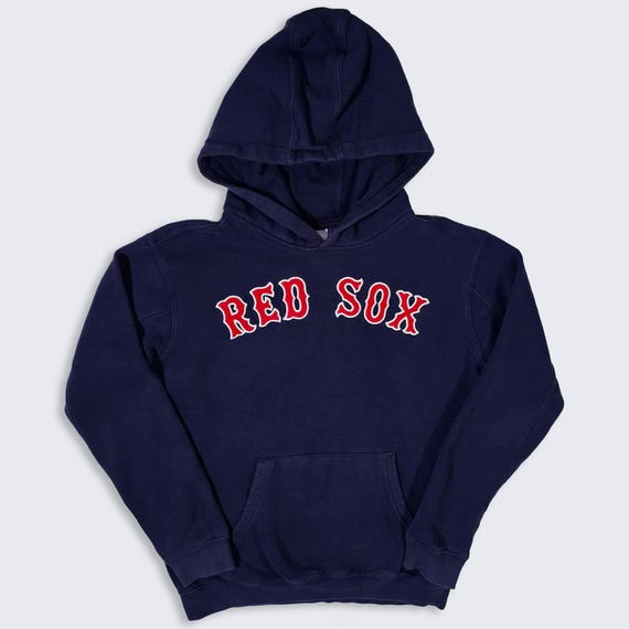 Boston Red Sox Vintage Y2K Majestic Hoodie Sweatshirt - Embroidered Stitched Logo - Navy Blue Pullover - Size Men's : S / XS - Free SHIPPING