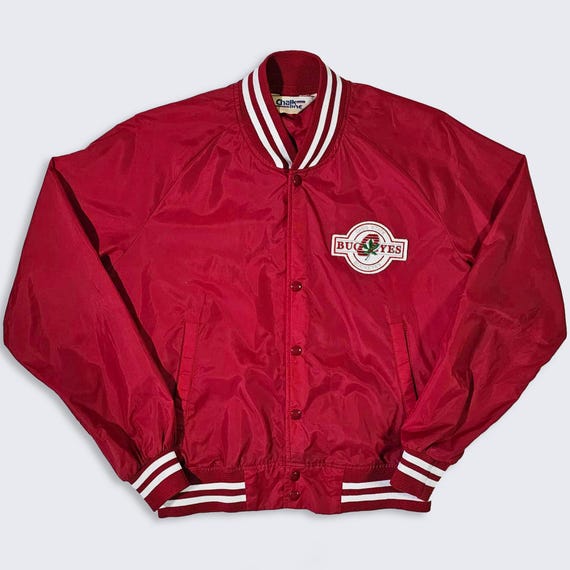 Ohio State Buckeyes Vintage 80s Chalk Line Windbreaker Jacket - OSU University College Red Coat - Size Men's : Medium ( M ) - Free Shipping