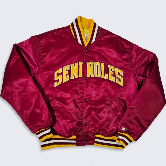 Florida State Seminoles Vintage 80s Starter Satin Bomber Jacket - FSU University Varsity Coat - Size Men's : Large ( L ) - Free SHIPPING