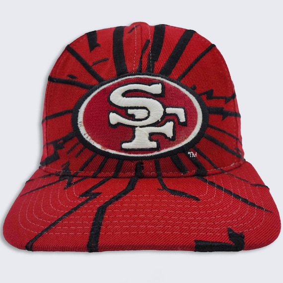 San Francisco 49ers Vintage 90s Collison Shockwave Starter Snapback Hat - Red Color Cap - NFL Pro Line - One Size Fits All - Free Shipping