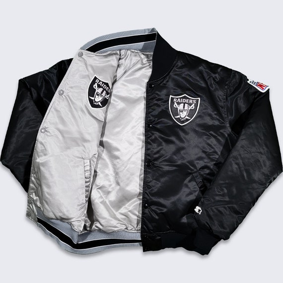 Los Angeles Raiders Vintage 80s Starter Reversible Satin Bomber Jacket  Black & Silver Athletic Coat Men's Size: Large FREE SHIPPING -  Sweden