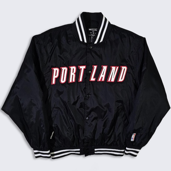 Portland Trail Blazers Vintage Y2K Bomber Varsity Jacket - Black Color Coat - NBA Basketball - Men's Size : Large ( L ) - Free Shipping