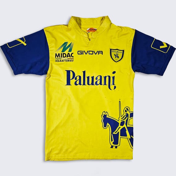 AC Chievo Verona Alessio Sestu Givova Italy Soccer Jersey - Yellow & Blue Color Uniform Shirt - Men's Size : Medium ( M ) - FREE SHIPPING