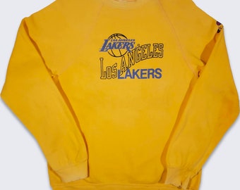 Los Angeles Lakers Vintage 80s Champion Sweatshirt - NBA Basketball Yellow Sweater - Very Rare - Size XL - Free Shipping