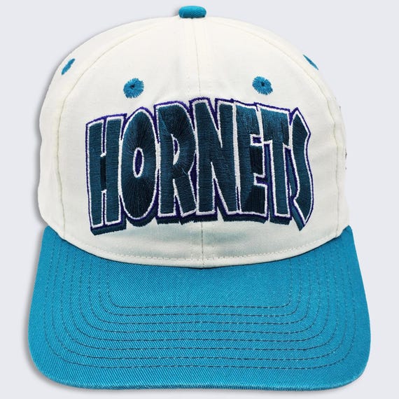 Charlotte Hornets Vintage 90s Twins Snapback Hat - NBA Basketball White & Blue Baseball Style Cap - One Size Fits All - FREE SHIPPING