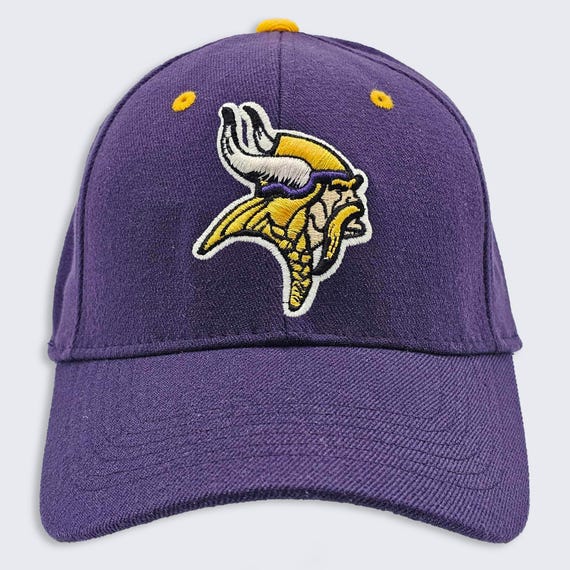 Minnesota Vikings Vintage Y2K Reebok One Fit Hat - Purple Color Cap - Stitched On Logos - US Patent Pending - One Size - FREE SHIPPING