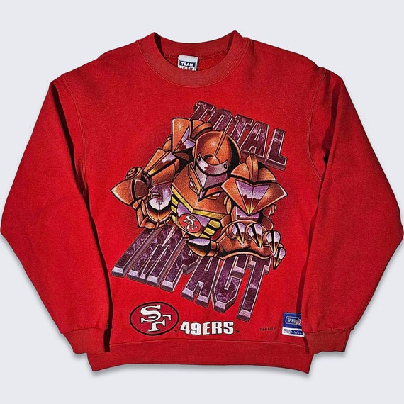 San Francisco 49ers Vintage 90s Total Impact Robot Sweatshirt - NFL Football Red Team Spirit Sweater - Men's Size Medium - Free SHIPPING