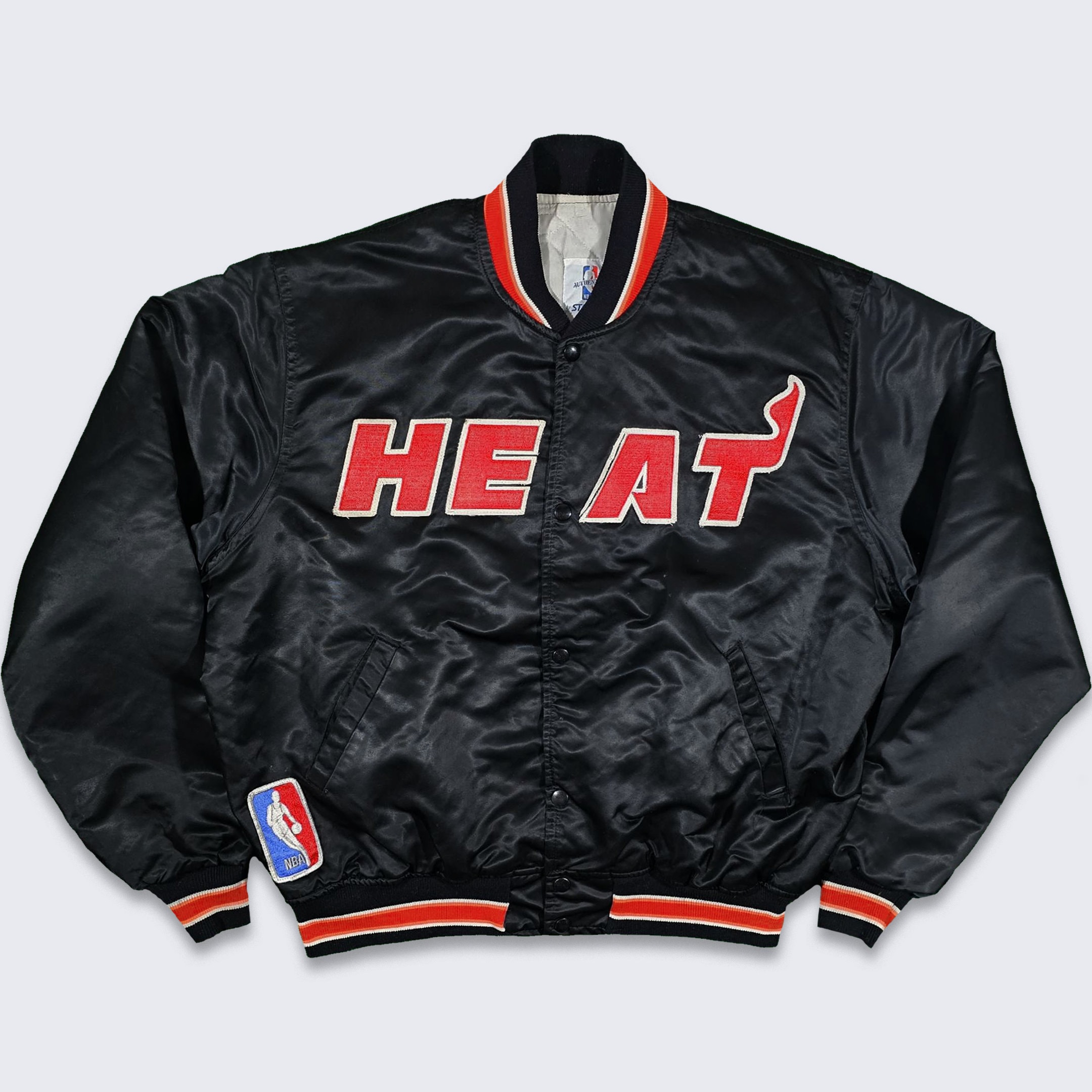 Miami Heat Vintage Starter Satin Bomber Jacket - Made in USA - NBA  Basketball Black and Red Coat - Very Rare - Size Men's Xl -Free SHIPPING