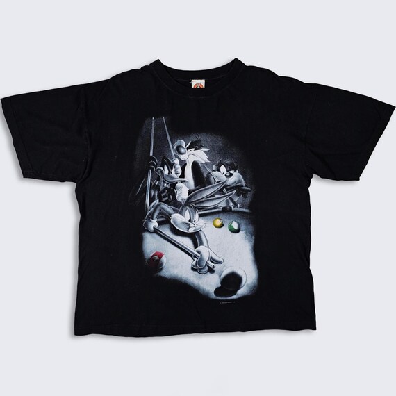 Looney Tunes Vintage 90s Pool Billiards Bugs Bunny T-Shirt -  Daffy Duck Taz Sylvester Cat - Men's Size : Extra Large ( XL ) - FREE SHIPPING