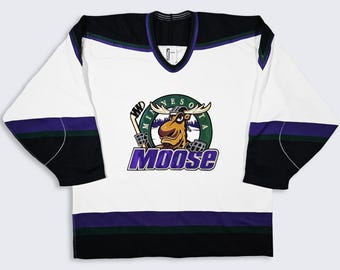 Minnesota Moose Vintage 90s Authentic Bauer Hockey Jersey - Has Fight Strap - IHL - Made in Canada - Size : Extra Large (XL) - Free Shipping