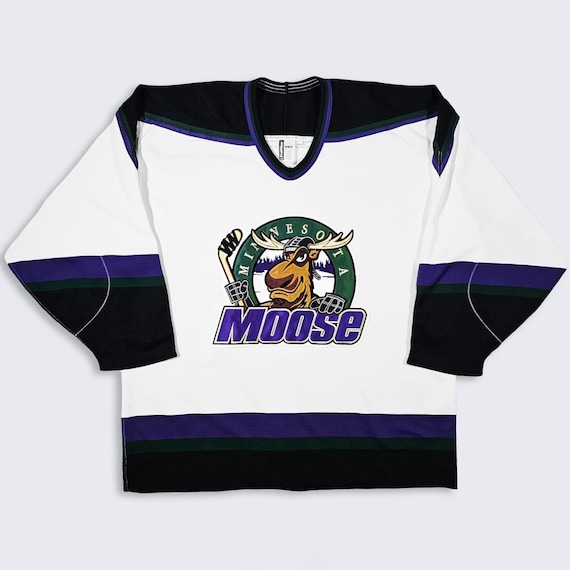Minnesota Moose Vintage 90s Authentic Bauer Hockey Jersey - Has Fight Strap - IHL - Made in Canada - Size : Extra Large (XL) - Free Shipping