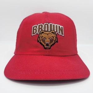 Brown Bears University Vintage New England Cap Strapback Hat - Made in USA - Red Baseball Dad Cap - One Size Fits All - Free SHIPPING