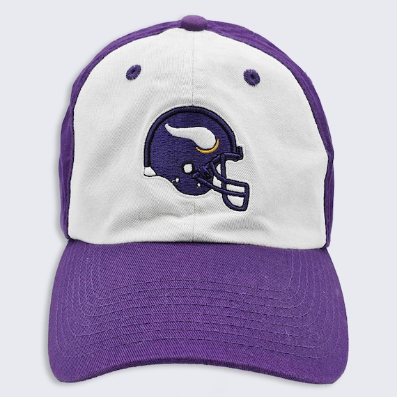 Minnesota Vikings Vintage NFL Football Dad Hat - Purple & White Color Baseball Style Cap - Stitched On Logo - Size Large - Free SHIPPING
