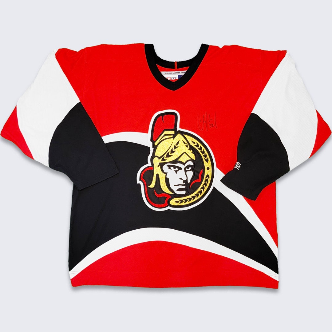 Vtg CCM Maska Ottawa Senators Center Ice NHL Practice Jersey Fight Strap-58