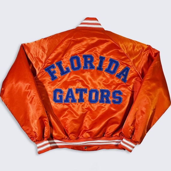Florida Gators Vintage 80s Chalk Line Satin Bomber Jacket - Made in USA - University College Coat - Size Men's : Large ( L ) - Free Shipping