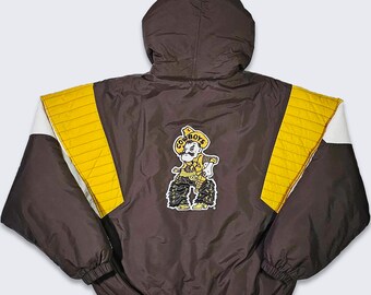 Wyoming Cowboys Vintage 90s Starter Jacket - University College Brown & Yellow Coat - Quarter Zip - Men's Size : Extra Large - Free Shipping