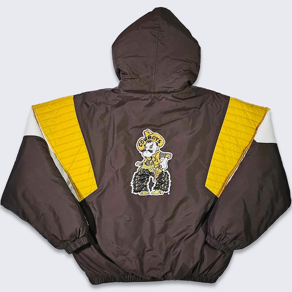 Wyoming Cowboys Vintage 90s Starter Jacket - University College Brown & Yellow Coat - Quarter Zip - Men's Size : Extra Large - Free Shipping
