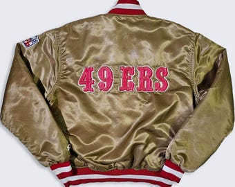 希少なヴィンテージ49ersゴールドサテンジャケット – ユースサイズ18