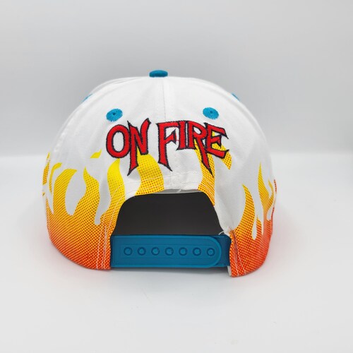 Charlotte Hornets Vintage 90s On Fire Flames Snapback Hat - All Over Print - shops NBA Basketball Baseball Cap - One Size Fits All - FREE SHIPPING