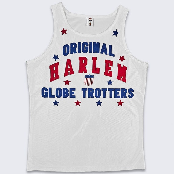 Harlem Globe Trotters Vintage Y2K Basketball Jersey - Fully Stitched - White, Blue and Red - Men's Size : Medium ( M ) - FREE SHIPPING