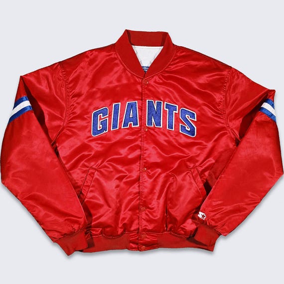 New York Giants Vintage 80s Starter Satin Bomber Jacket - Very Rare Color Way - Seen on Bill Belichick - Size Men's : Large  - FREE Shipping
