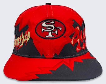 San Francisco 49ers Vintage 90s Jagged Edge Drew Pearson Snapback Hat - Extremely Rare - Red - Green Under Bill - One Size - FREE SHIPPING