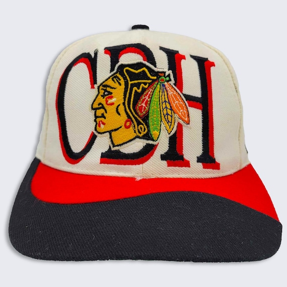Chicago Black Hawks Vintage 90s Twins CBH Snapback Hat - NHL Licensed - Stitched On Logos & Letters - One Size Fits All - FREE Shipping