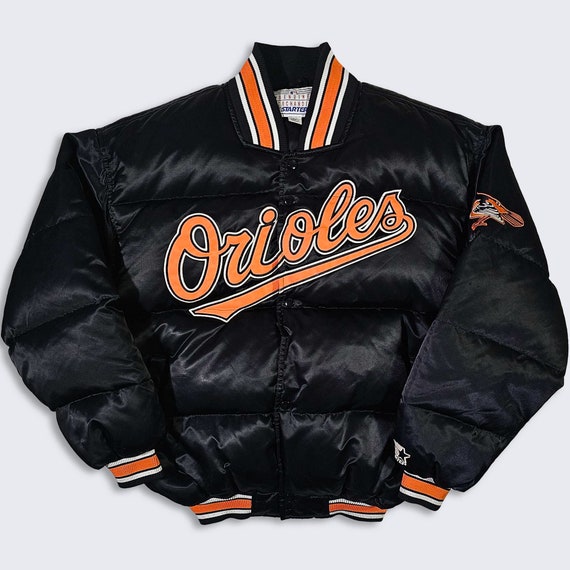 Baltimore Orioles Vintage 90s Starter Puffer Bubble Satin Jacket - Down Feather Filling - MLB Genuine Merchandise - Size L - FREE SHIPPING