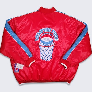 Memphis Pros Vintage 00s ABA Basketball Satin Bomber Jacket - NBA Hardwood Classics G3 Carl Banks - NWT - Deadstock  - 2XL - Free Shipping