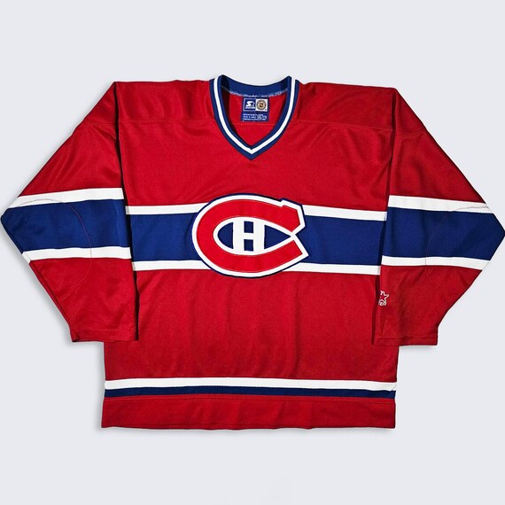 Montreal Canadiens Vintage 90s Starter Hockey Jersey - Red and Blue Uniform Shirt - NHL Licensed Product - Size Men's : 2XL - FREE Shipping