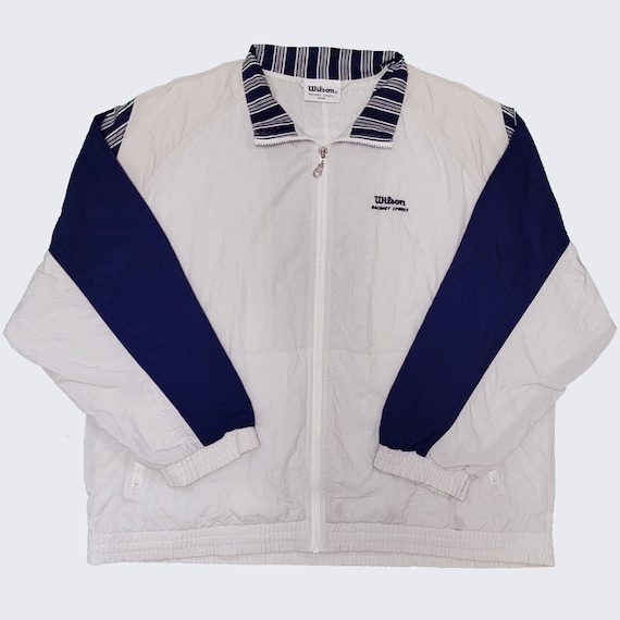 Wilson Vintage 90s Windbreaker Track Jacket - Whi… - image 2