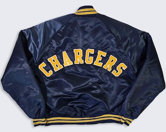 Denver Broncos Vintage 80s Chalk Line Satin Bomber Jacket - NFL