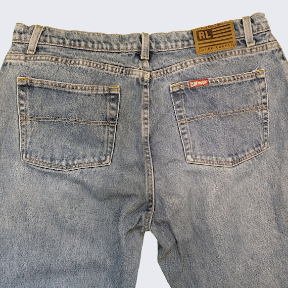 Polo Ralph Lauren Vintage 90s Denim Saturday Jeans - Men's Bottoms - Light Blue Color - Size Men's 16 x 29 - FREE SHIPPING