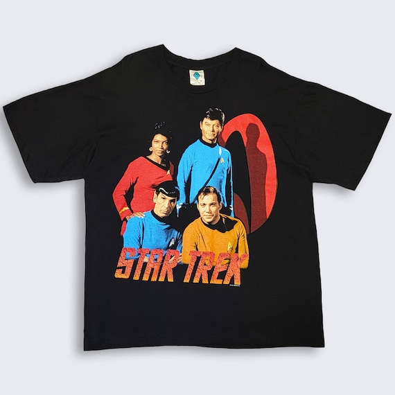 Star Trek Vintage 90s Movie T-Shirt - Black Tour Champ - 1995 - Featuring Captain Kirk & Spock - Men's Size Extra Large - FREE SHIPPING